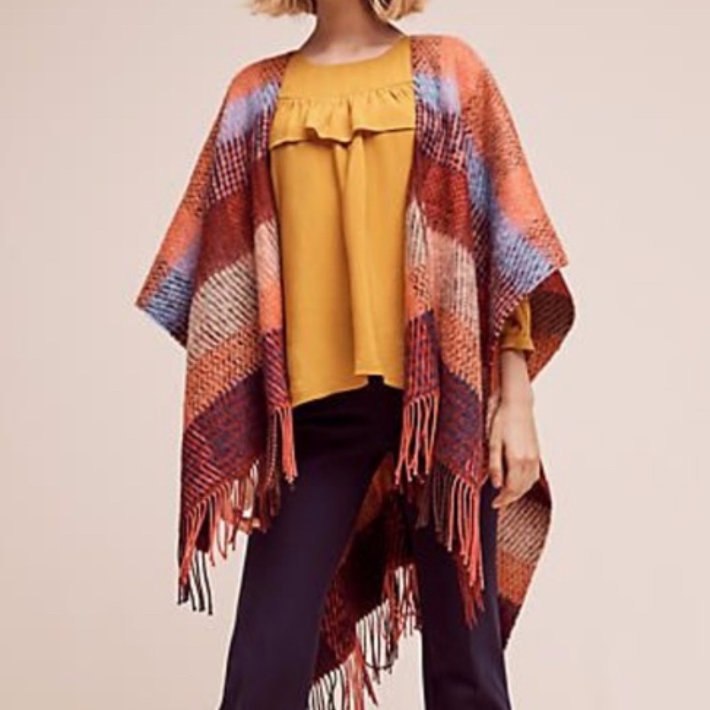 Anthropologie Woodsmoke Plaid Poncho